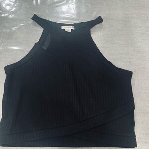 Bozzolo Black Ribbed Tank Top